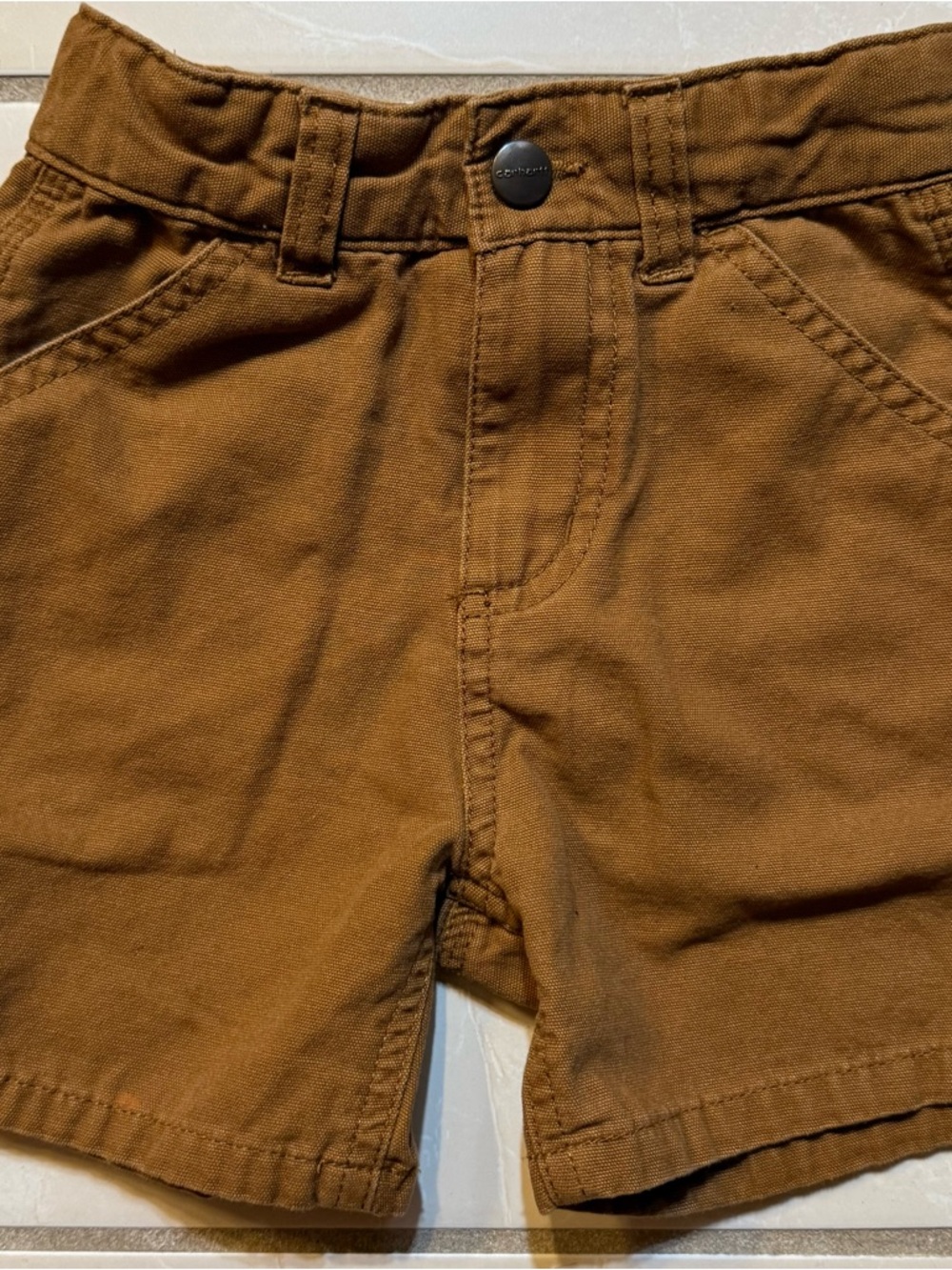 Carhartt Toddler 3T Brown Canvas Shorts Adjustable Waist